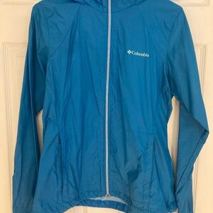 Columbia Rain Jacket Blue Hooded Small